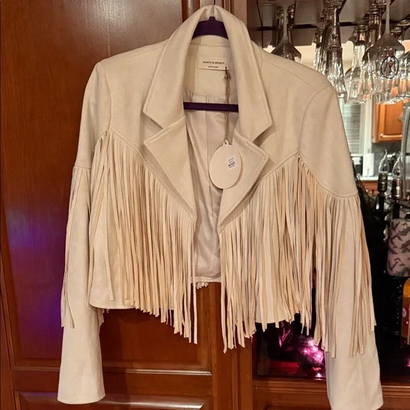 Saints and Hearts Beige Fringe Jacket - Picture 1 of 2